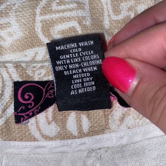 Peck & Peck Tan/Cream Textured Printed Slim Leg Trousers Size 16 - Picture 9 of 11